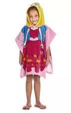 Poncho-Style Bath Beach Pool Towel Hooded PRINCESS Girl Kid Cotton Cover Up Robe
