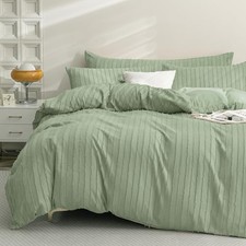 Duvet Cover Twin Size Light Green - 3PCS Twin 68" 90" Light Green-striped