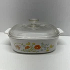 Vintage Corning Ware WILDFLOWER 2 QT Casserole A-2-B W/ Glass Pyrex Lid - USA