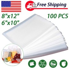 100x Embossed Vacuum Sealer Bags 6''x10'' 8''x12'' 4Mil Seal Bag For Food Saver