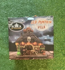 FG Square 9" Colorful LED Pumpkin Villa Halloween Village Building Hand Painted