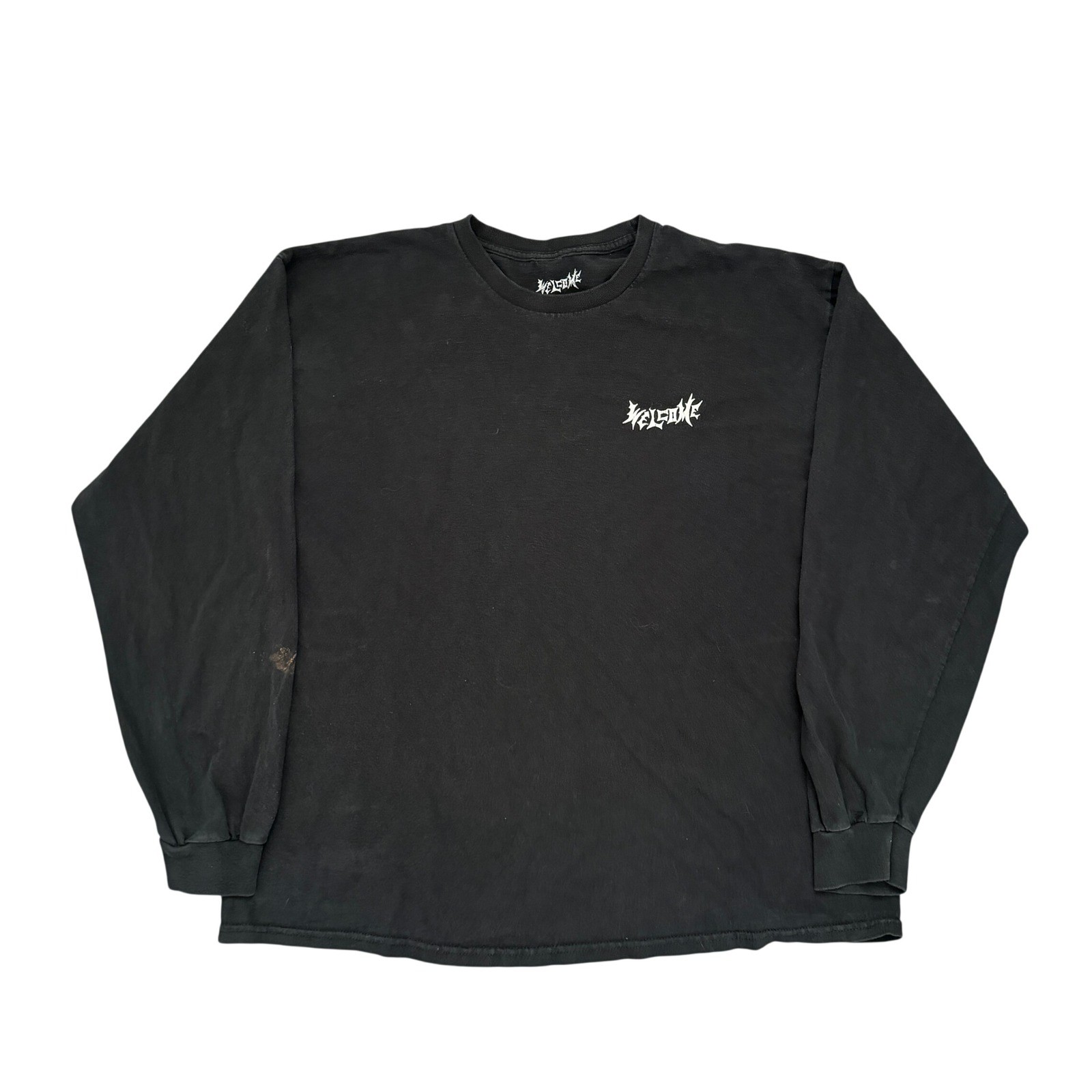 Mens Xl Long Sleeve Graphic T-shirt Black Metal Logo Skater