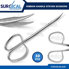 10 Pcs Ribbon Handle Stevens Scissors Surgical Instruments Curved German Grade