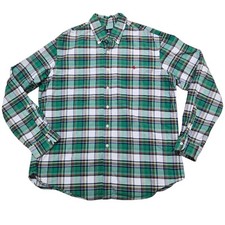 Vtg Ralph Lauren Custom Fit Shirt Men's XL Green Plaid Button Down Long Sleeve