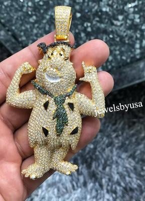 Unique Character Simulated Men's Pendant In Real 925 Sterling Silver