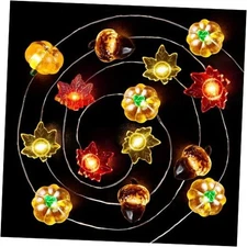 BlcTec Fall Decorations for Home 12.8FT 40 LED 40LED acorns pumpkins maple leaf