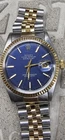 Rolex Datejust 1969 Two-Tone 36mm RARE Blue Mosaic Dial Automatic 1601 14k Gold