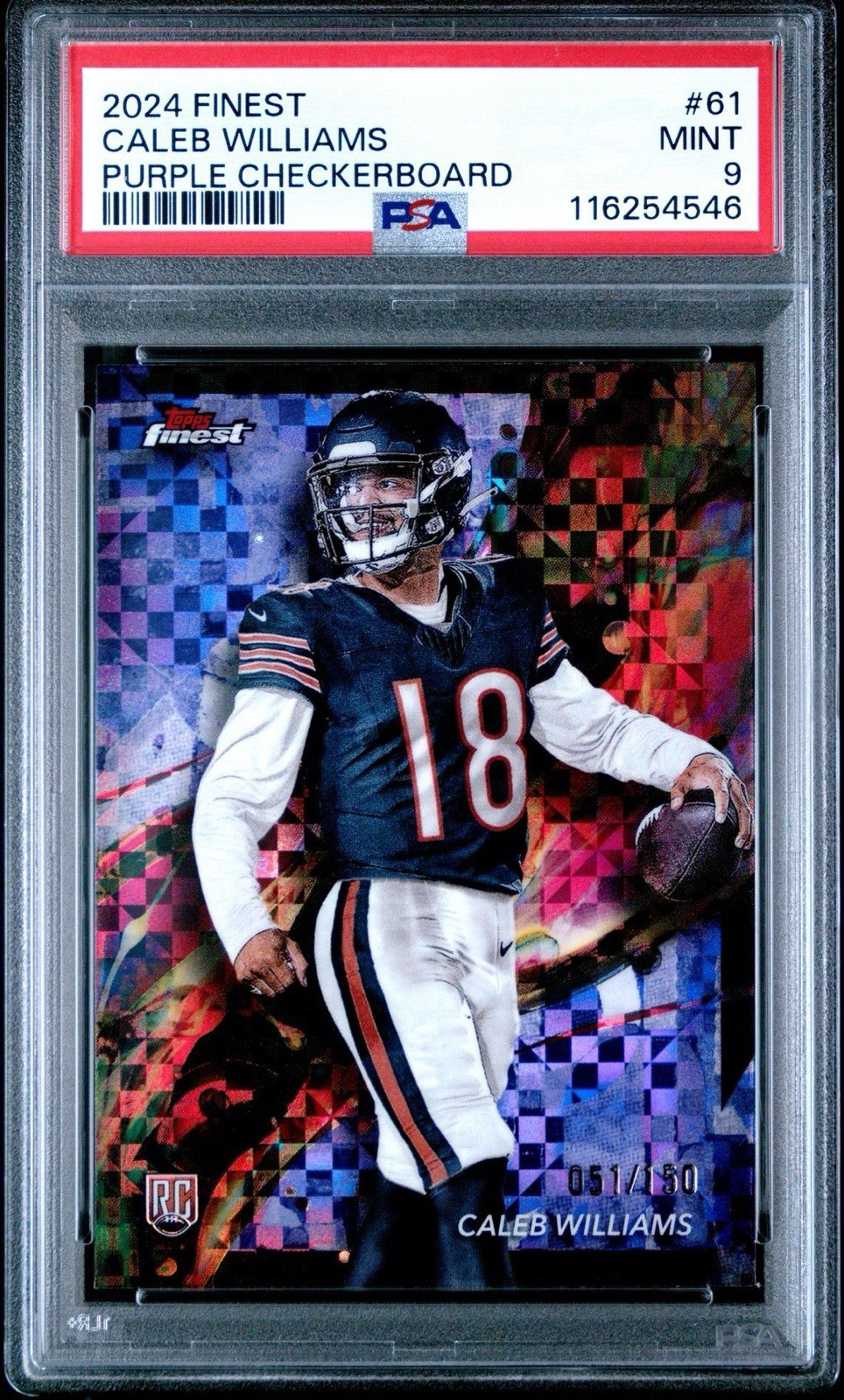 2024 Finest - Common Caleb Williams #61 Purple Checkerboard Refractor /150 (RC)