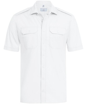 Greiff SIMPLE Herren Pilothemd Kurzarm New-Kent Regular Fit Weiß