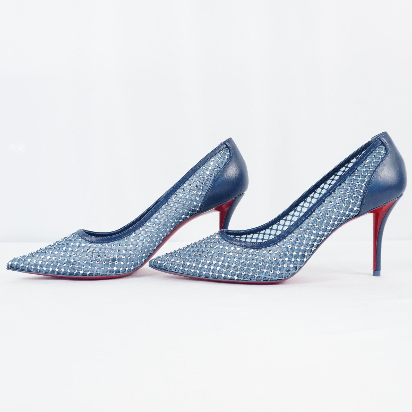 Christian Louboutin Apostropha Crystal Mesh Pumps In Blue - Women's Size EU 37.5