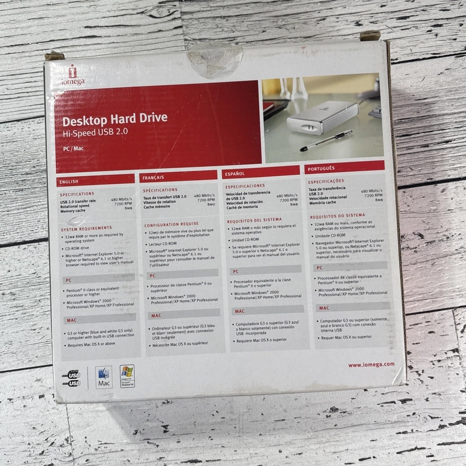 Hard Drive iomega Silver Desktop 250GB USB 2.0 3.5" External 33215 Open Box - Image 2 of 4