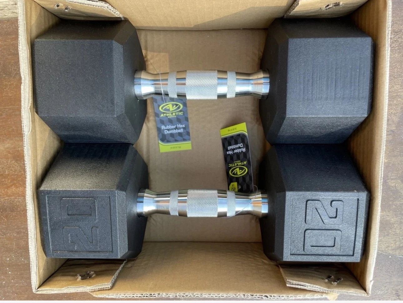 Athletic Works Rubber Encased Hex Dumbbells, 20 Lbs. Pair - New