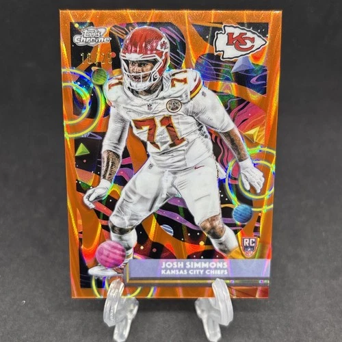 JOSH SIMMONS 2025 TOPPS COSMIC CHROME ROOKIE ORANGE GALACTIC SSP # 18/25 Chiefs
