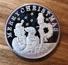 1 Oz Silver 1992 Merry Christmas Vintage Silver Round  .999 Fine