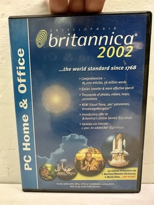 Encyclopedia Britannica 2002 Pc Home & Office CD DVD 2 Data Disc Set USED - Image 1 of 2