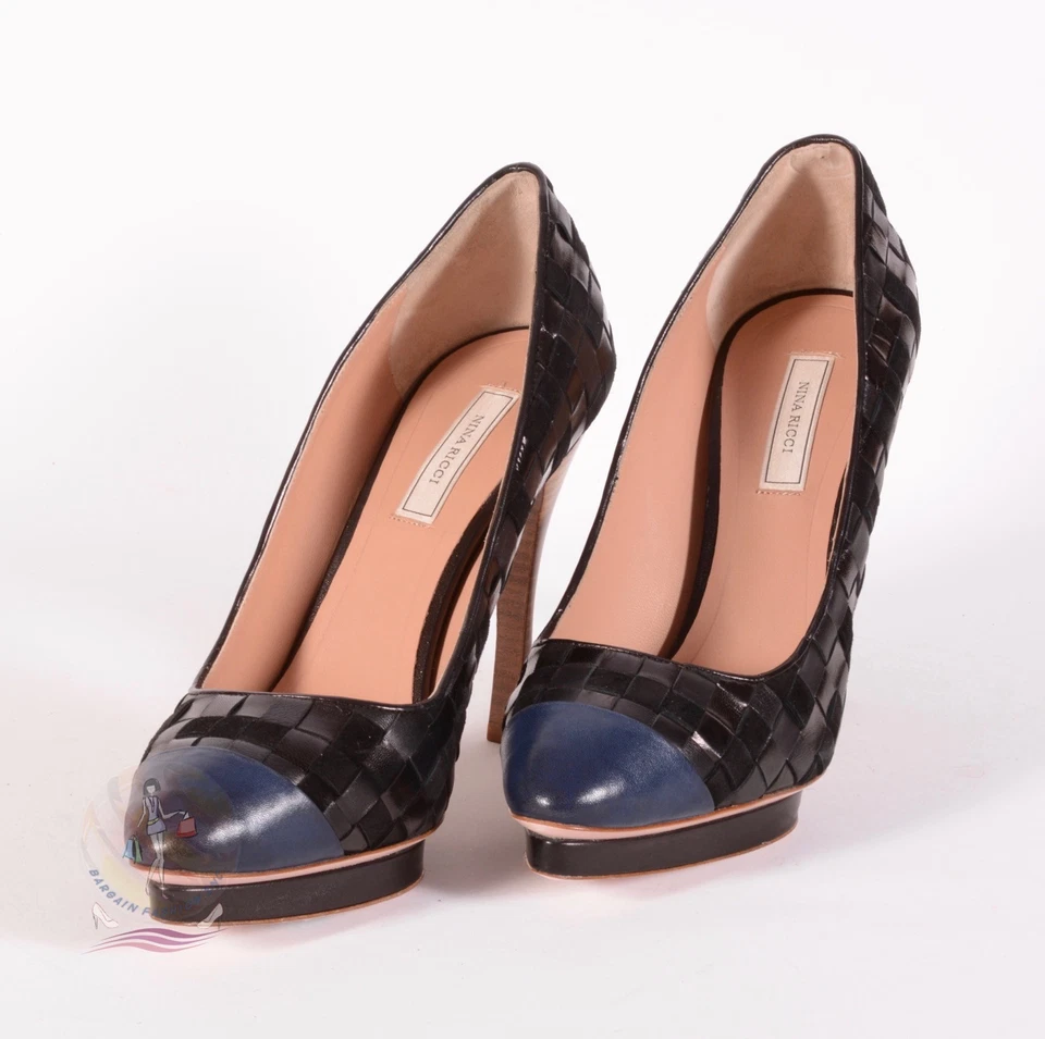 Nina Ricci Learher / Suede Cap Toe Platform Pumps Sz 7 US / 38 EU $950 NWOB - Image 3 of 4