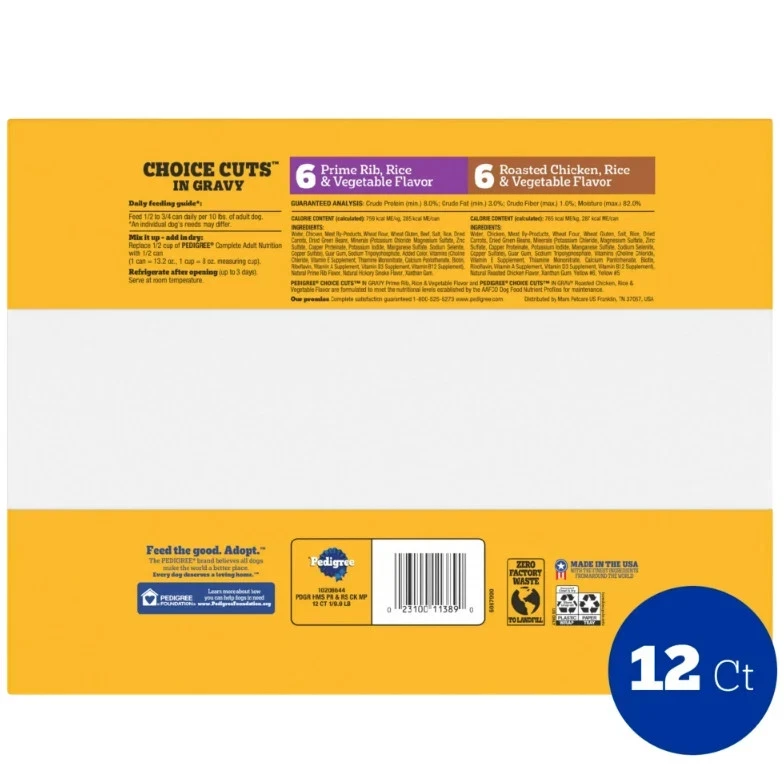 Pedigree Picado Molido Cena Filete Mignon y Carne Paquete Variedad 13.2 OZ Foto 4 de 4