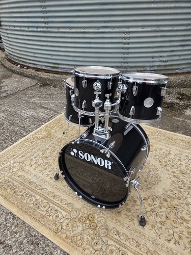 Sonor Force 505 Drum Kit Piano Black 5 Piece 10 12 14 14 Snare 20 Good Used - Picture 8 of 20