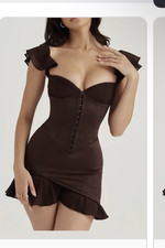 House of CB BrownSatin Corset Bodycon Mini Dress Sweetheart Neck