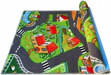 Kinderteppich Stadt Straße Bauernhof 150x200 cm Spielteppich Junge Mädchen