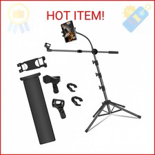 Mic Stand, Microphone Stand Floor Boom Mic Stand with Tablet Phone Holder Height