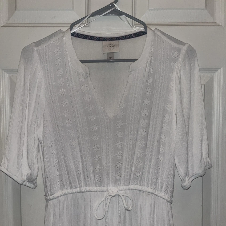 Maxi Vestido Knox Rose de Encaje Occidental Talla XS Blanco Romántico Vaquera Corto Slv Bajo Corto Foto 2 de 4