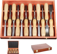 12Pcs Wood Carving Tools Set with 60Cr-V Steel Blades Premium Wooden Gift Box