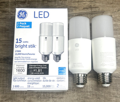 Ge Lighting Led15ls2/827 Led Bright Stik Lamp 15.0W WARM White A19 2 PACK NEW
