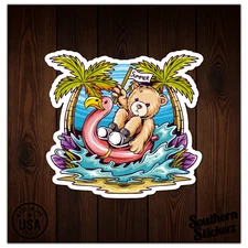 Teddy Bear Beach - Vinyl Decal Sticker - Car Window Laptop - ebn7899