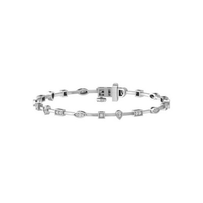 10K White Gold Lab Grown Diamond Fashion Bangle Bracelet 7'' for Women