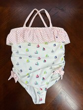 NEW Janie and Jack Pink and White One Piece Swimwear size 12