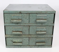 Vintage 6 Drawer Metal Storage Cabinet, Chest, Bin Organizer,  Simonsen