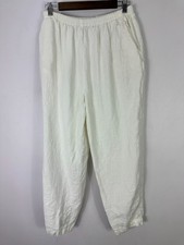 Eileen Fisher Pull On Linen Pants Women Large Ivory Lagenlook Minimalist Luxury