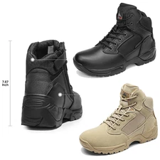Men's Military Tactical Work Boots Side Zipper Motorcycle Combat Boots