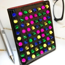 Christian Louboutin Black Wallet with Multicolor Studs