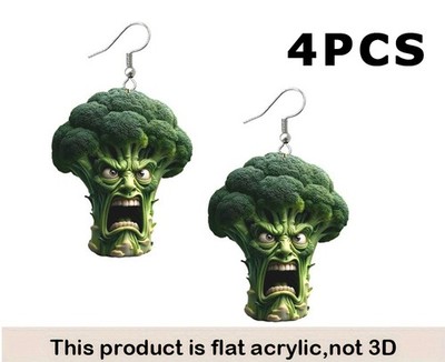 Novelty Veggie Dangle Earrings Broccoli Jewelry for Daily Wear & Gifting Moments