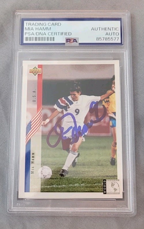 Mia Hamm signed autographed 1994 Upper Deck US Soccer Rookie Card RC IP auto PSA