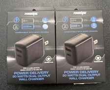 20W USB-C Fast Charger PD Wall Plug Dual Port USB-C  USB-A Adapter - 2 Pack