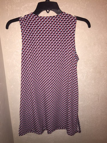 Blusa sin mangas Michael Kors para mujer con cadena con cordones cuello en V roja azul S - Imagen 7 de 7