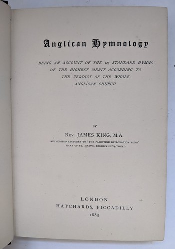 Anglican Hymnology Rev. James King 1885 Church Hymns Hardcover Vintage Antique - Picture 9 of 15