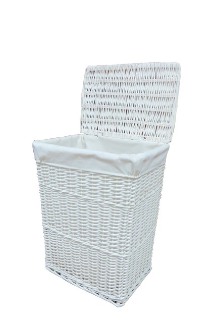 Medium White Wicker Rectangular Linen Laundry Basket With Lining Laundry Basket Bin White Medium Wicker With Liner Insert Handles
