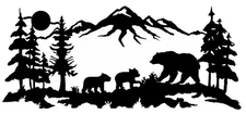 Bear Family Wildlife Scene 8" Black Vinyl Decal Window Car Truck RV Camper