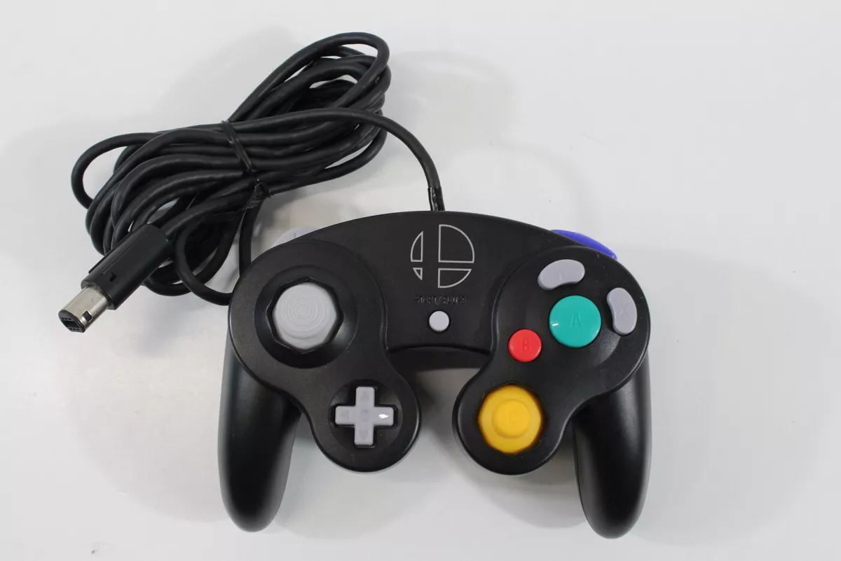 Nintendo GameCube Controller Smash Bros Ultimate Black T3 OEM GC 699 Cord Damage