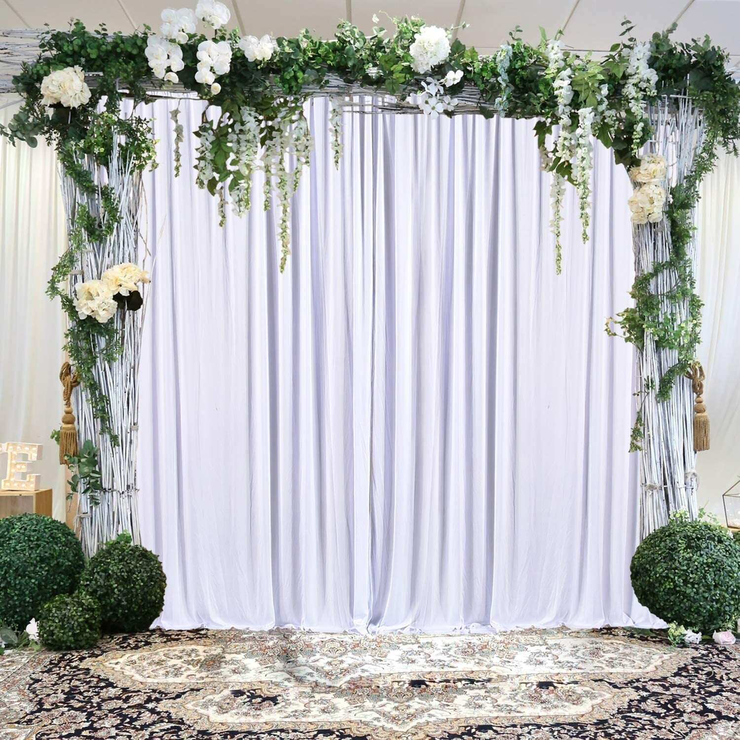 White Backdrop Curtain Drapes Wrinkle Free Chiffon for Party Wedding