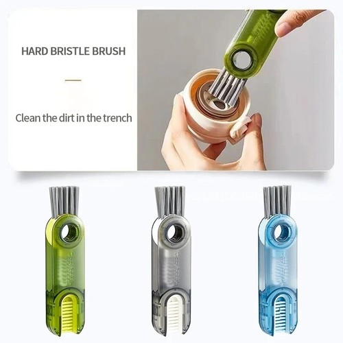 3 in1 Detail Cleaner Bottle Cleaning Brush Car Straw Tube Cup Lid Crevice - Picture 2 of 9