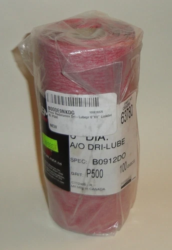 Carborundum Premier Red A/O Dri-Lube 6" Discs P500, #055395-63780, 100 Roll