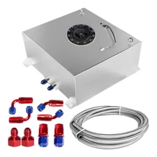 20 GALLON ALUMINUM FUEL CELL GAS TANK+CAP+LEVEL SENDER+NYLON FUEL LINE KIT