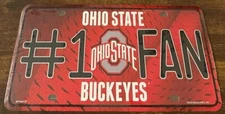 Ohio State Buckeyes Booster License Plate #1 Fan OSU Embossed