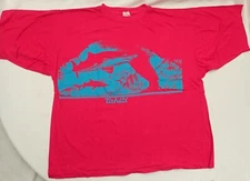 VTG Tahiti T- Shirt XXL - Double Sided Sharks Single Stitch Shirt 80s