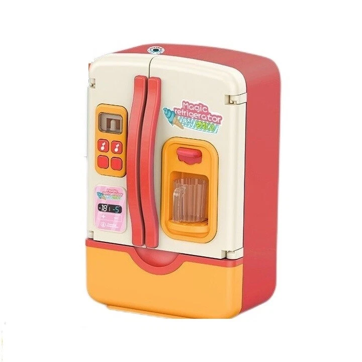 Mini Dollhouse Fridge Miniature Dollhouse Refrigerator Mini Fridge Toy with  Food Mini Toy Refrigerator with Ice Cubes Kids Play Kitchen Furniture Toy